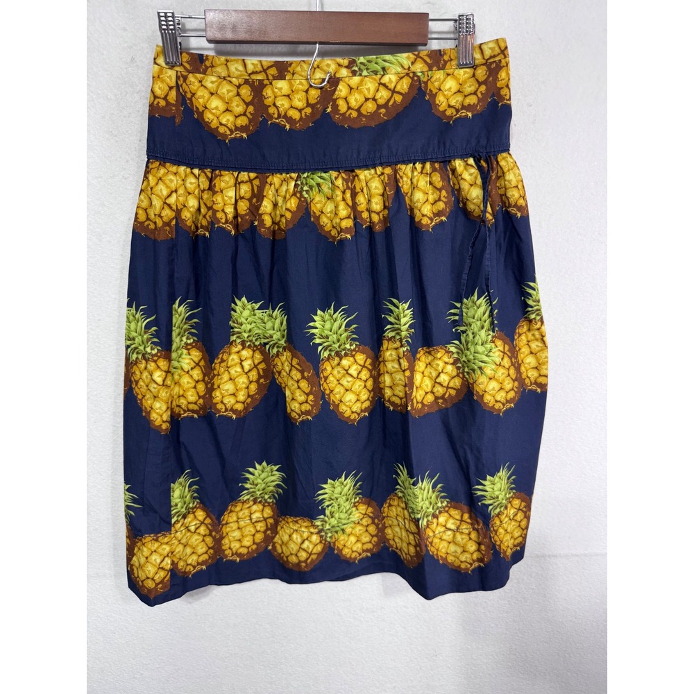 J.Crew Women's 4 Blue Skirt Pineapple Print Cotton Tropical‎ Summer